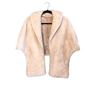 Vintage Borgana Women's Cream Faux Fur Winter Wrap Shawl